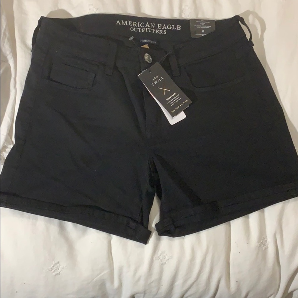 NWT AEO Twill Black Midi Shorts